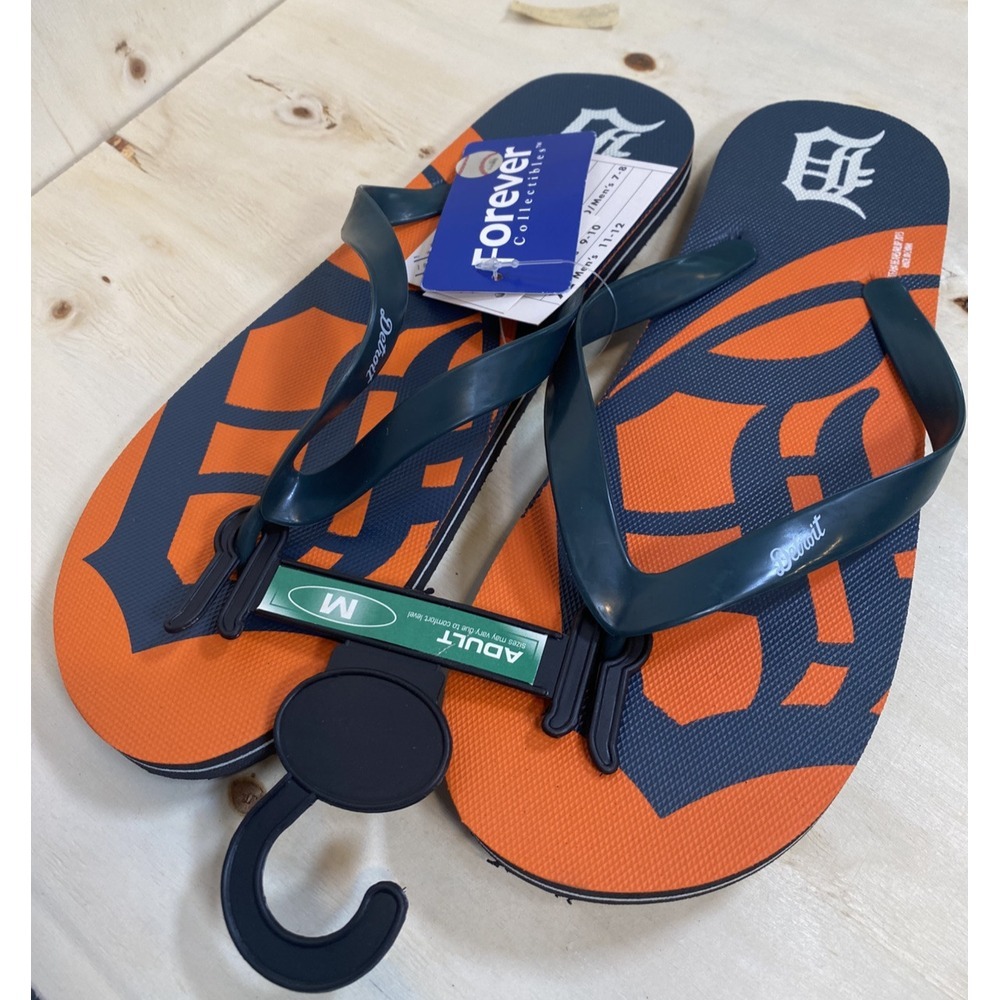Detroit‎ Tigers MLB Baseball Flip Flops Sandals Blue Orange New Medium Mens 7-8